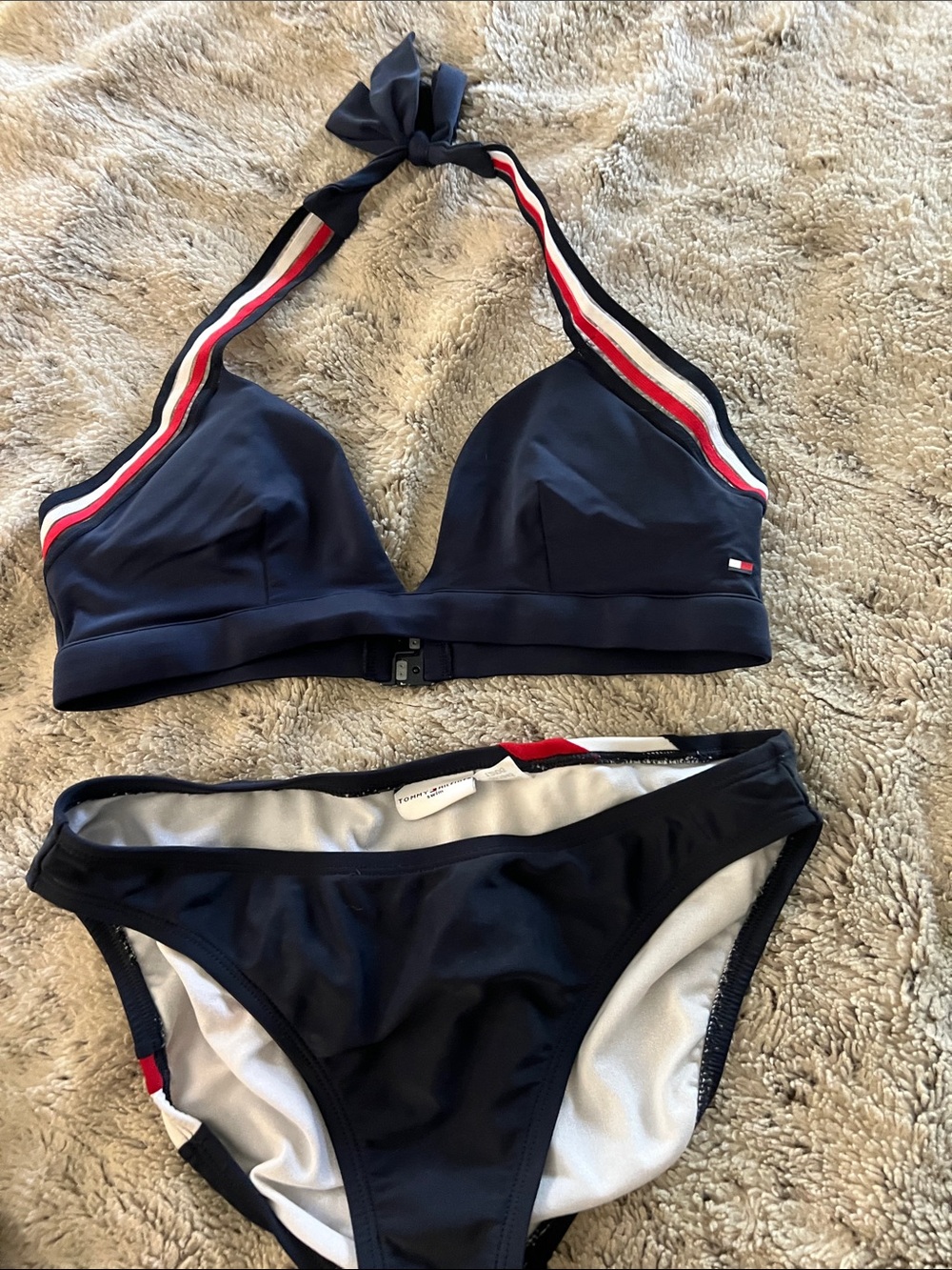 Tommy Hilfiger Navy and Red Swim Bottoms